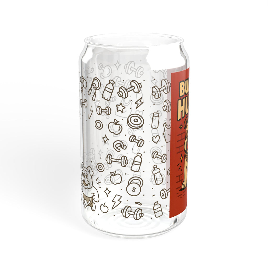English Bulldog Sipper Glass, 16oz - Fun and Functional Drinkware for Bulldog Lovers, Great gift for pet owners, Hustle Bulldog Design, Dog