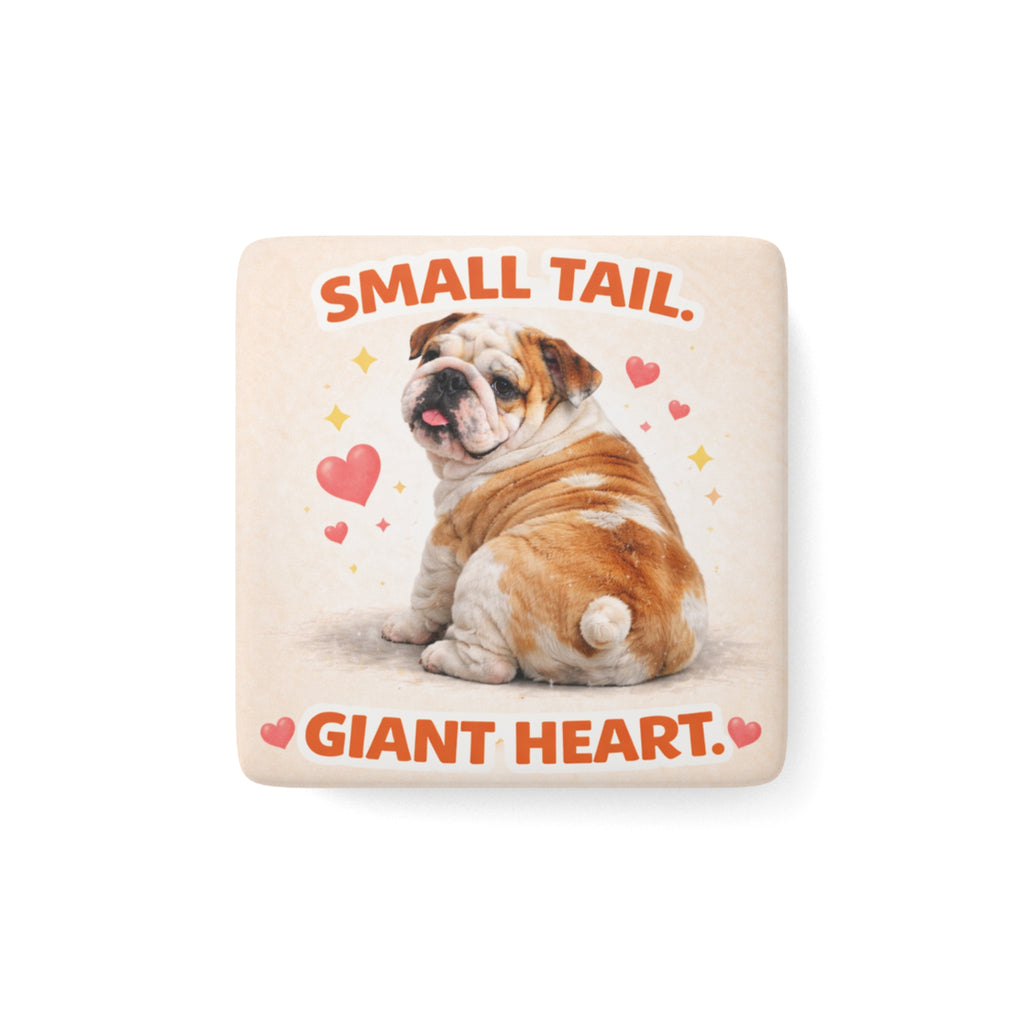 Bulldog with Hearts Porcelain Magnet