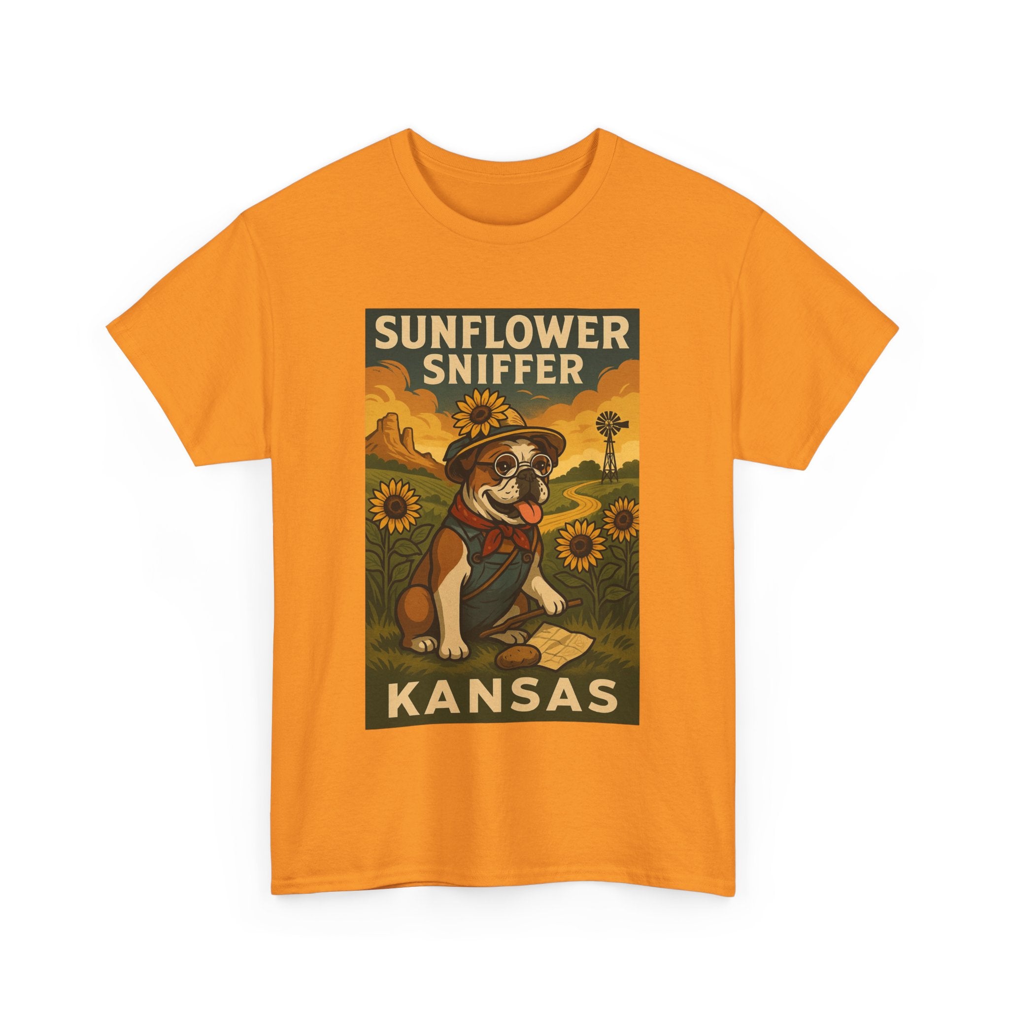 Kansas Sunflower Sniffer Unisex Heavy Cotton Tee Dog Lovers Apparel