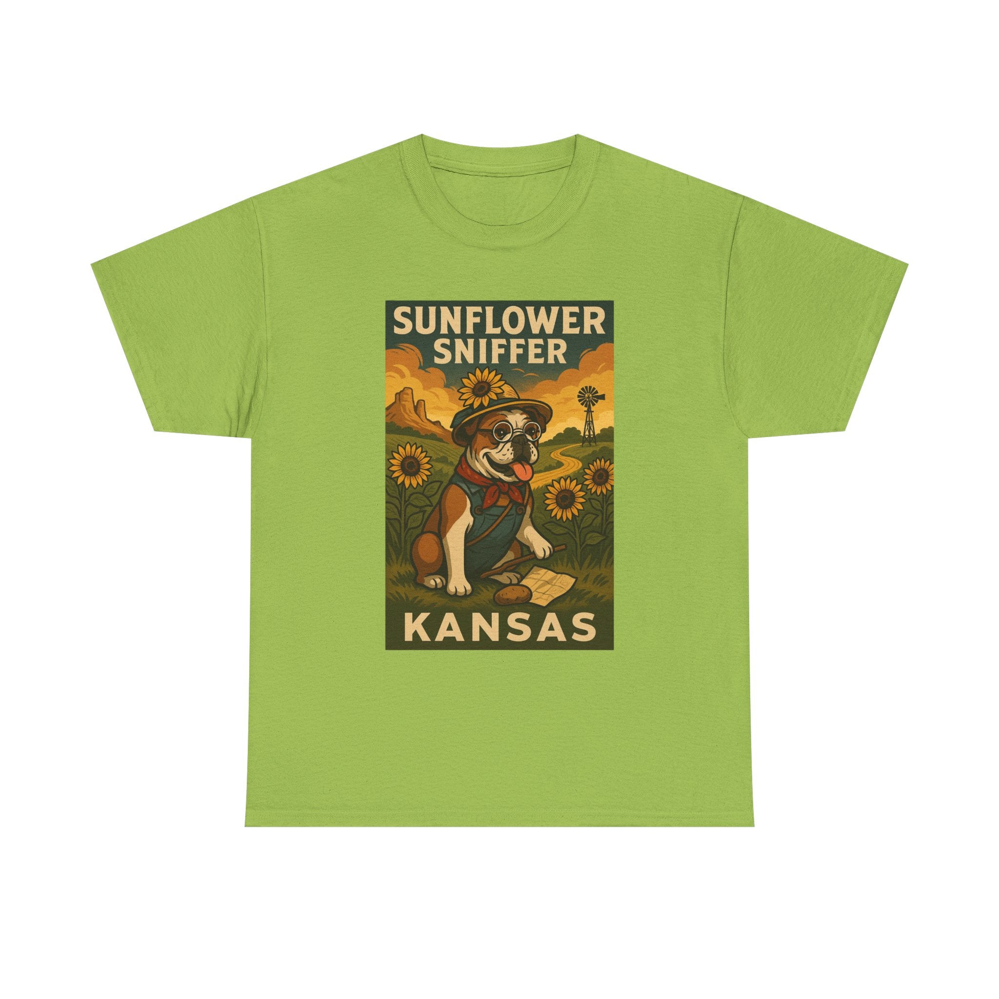 Kansas Sunflower Sniffer Unisex Heavy Cotton Tee Dog Lovers Apparel