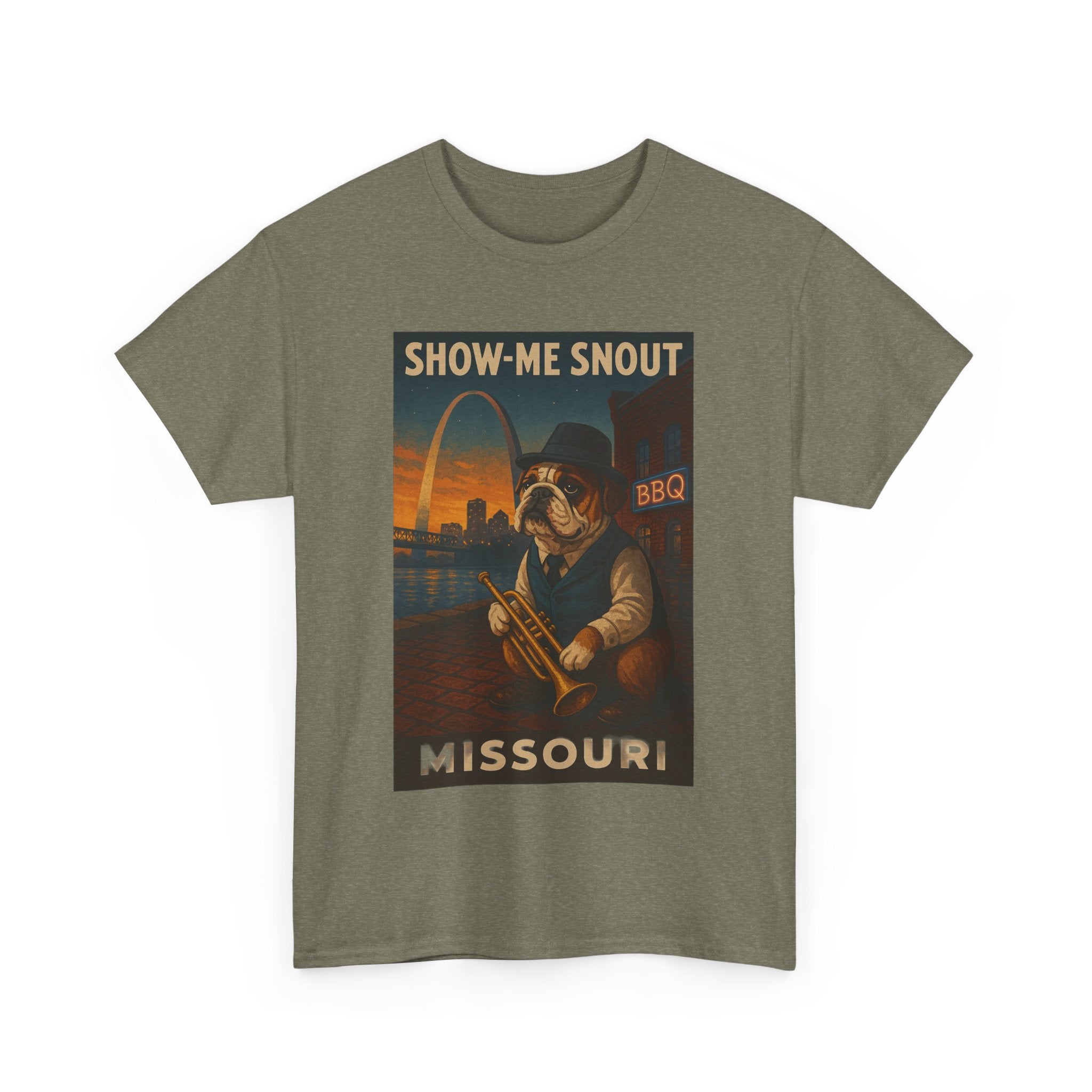 Show-Me Snout Missouri Unisex Heavy Cotton Tee -BBQ Lovers and Music Enthusiasts