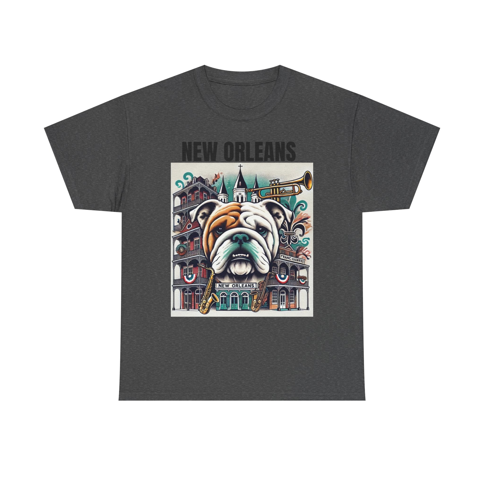 Vintage New Orleans Bulldog Art Unisex Heavy Cotton Tee
