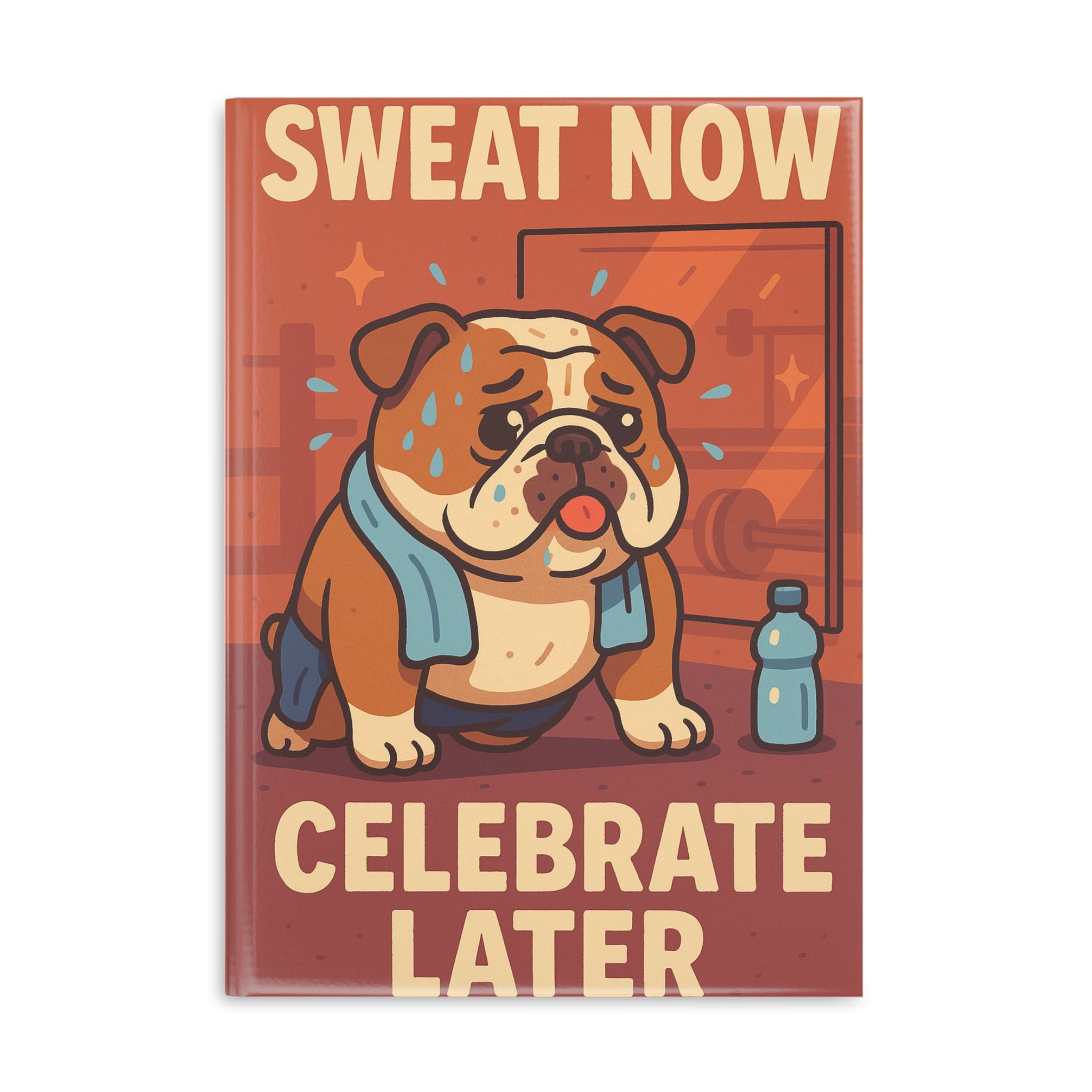 Motivational Hardcover Notebook, Cute Bulldog Journal, Fitness Planner, Workout Log, Gift for Athletes, Gym Lovers