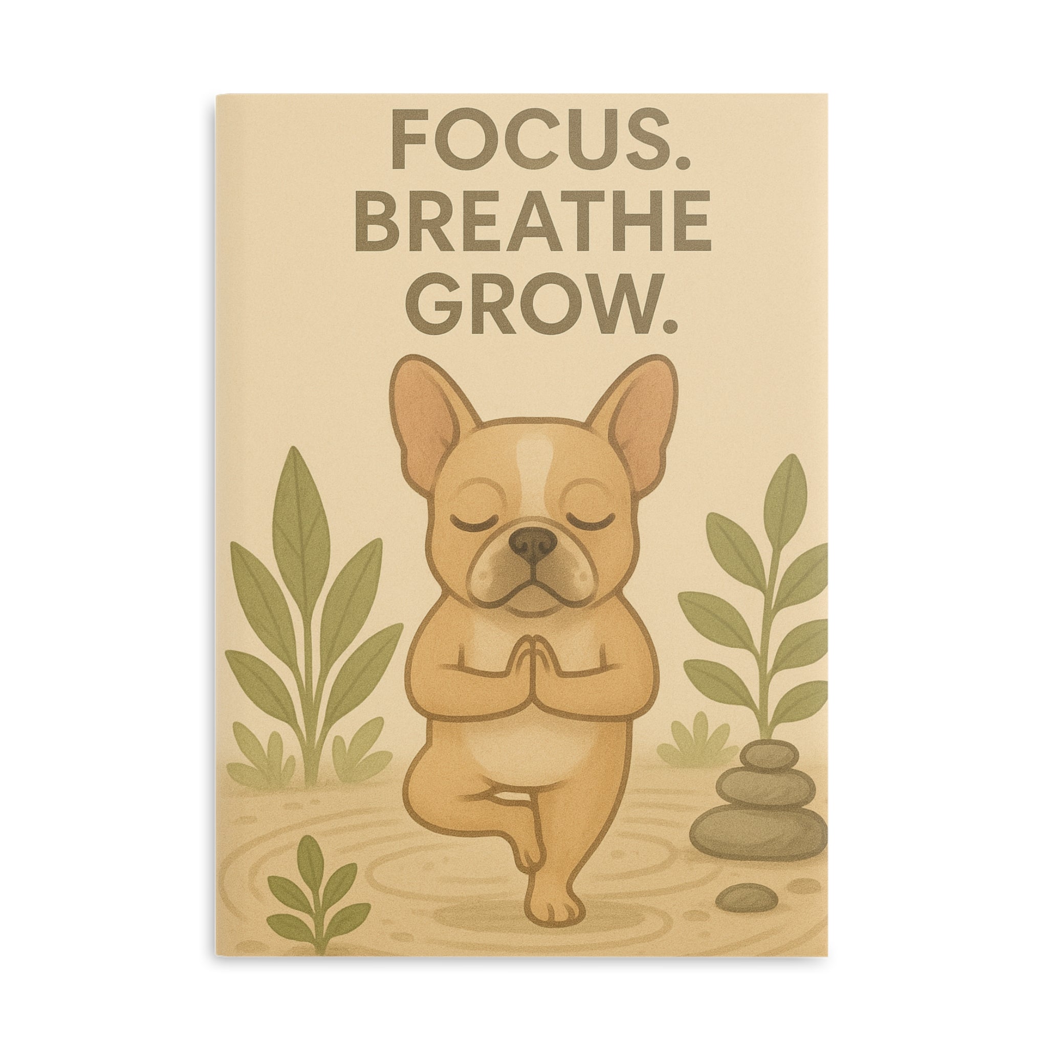 Mindfulness Hardcover Notebook, Focus Breathe Grow Journal, Cute Dog Design, Stress Relief Gift, Inspirational Stationery,Gratitude Journal