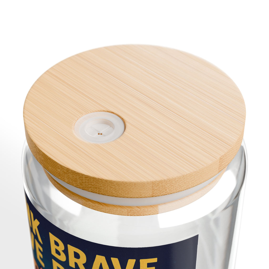 Sipper Glass 'Think Brave, Live Bold' Bulldog Lantern Motivational Drink Jar (16oz)