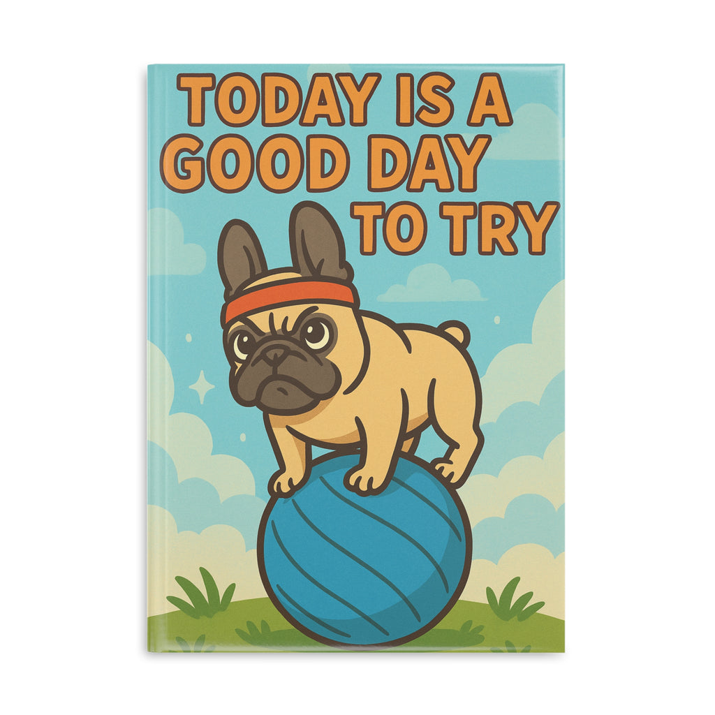 Puffy Cover Notebook - "Today is a Good Day to Try" Journal, Cute Dog Journal, Gift for Pet Lovers, Motivational Notebook, Unique Stationery