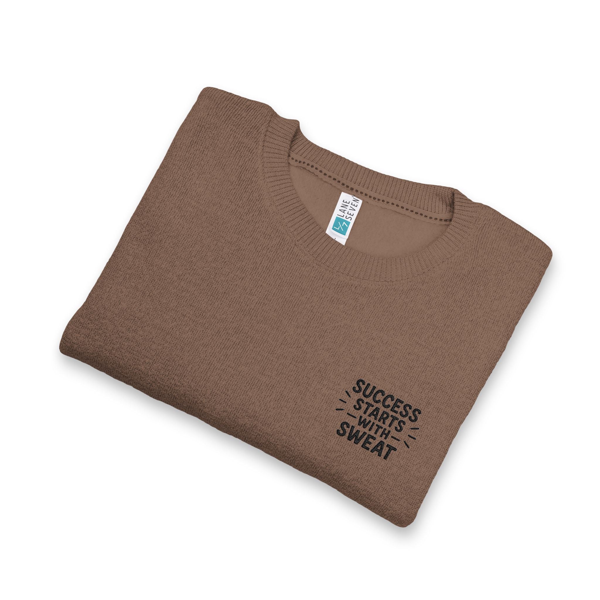 Nantucket Embroidered Crewneck Sweatshirt "Success Stars With Sweat" Coastal Cozy Chest Logo