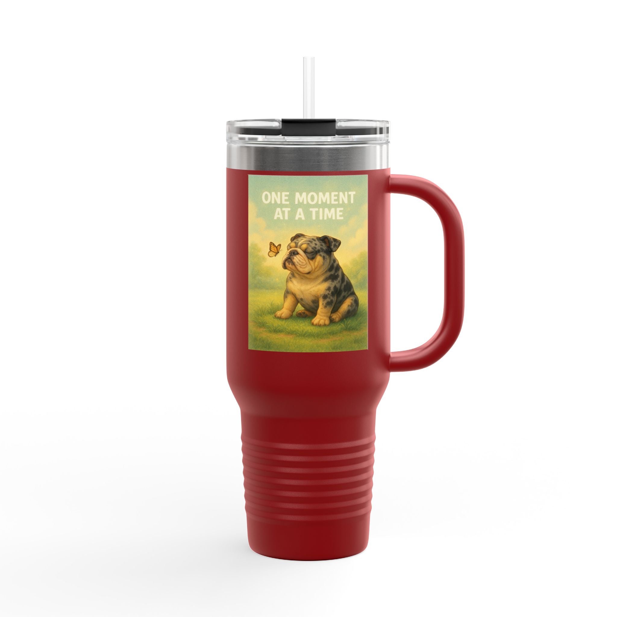 Merle English Bulldog Insulated Travel Mug, Unique Gift for Dog Lovers, Large Travel Tumbler, Cute Pet Coffee Cup, Animal Lover Gift