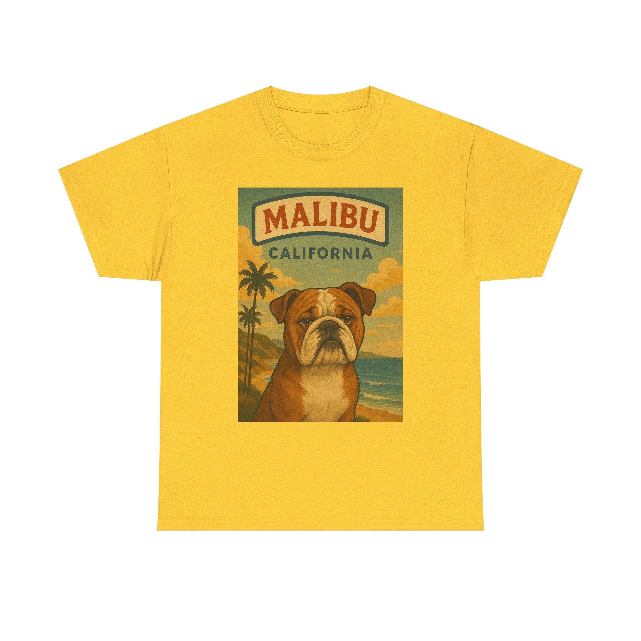 Vintage Bulldog Malibu California T-Shirt - Unisex Heavy Cotton Tee