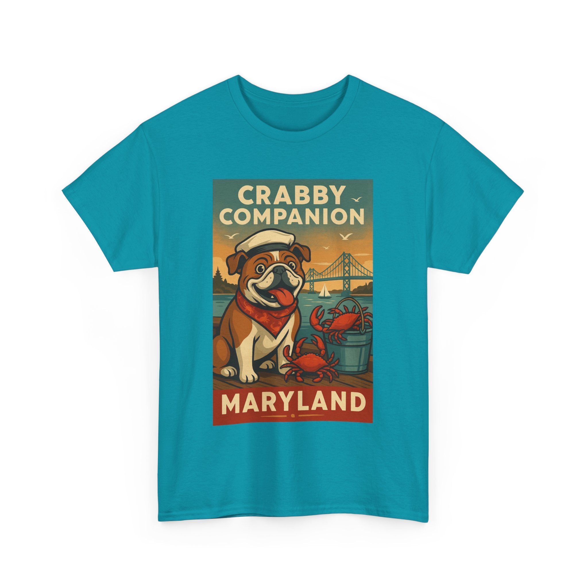 Crabby Maryland Companion Unisex Heavy Cotton Tee Fun Coastal Pet Design