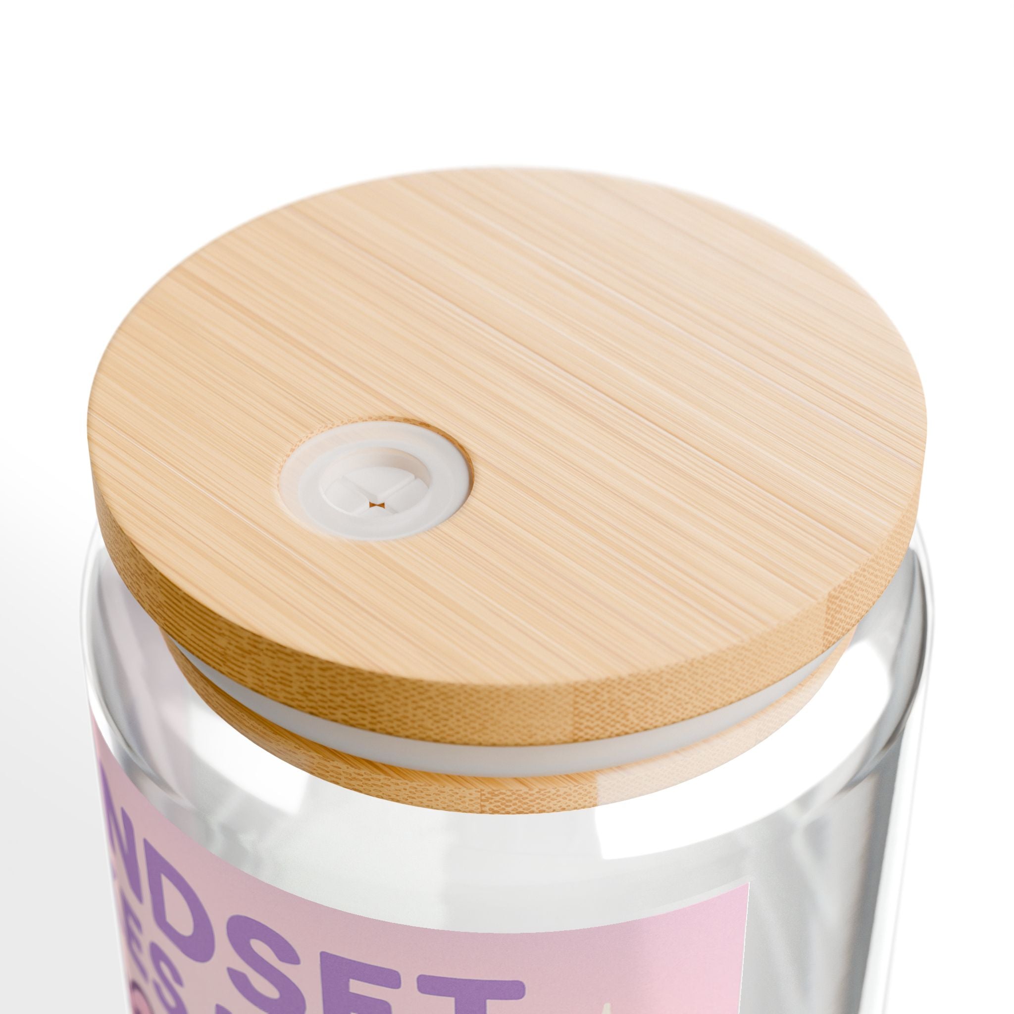 Mindset Makes Moves Glass Sipper  16oz Cute Motivational Drink Jar