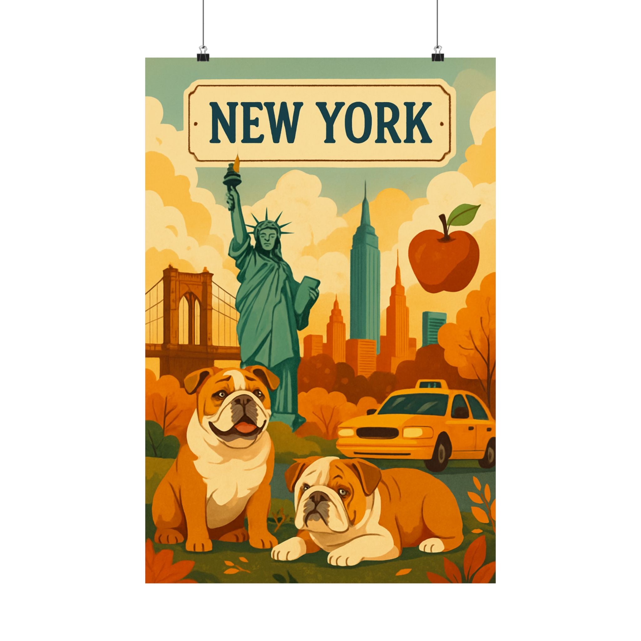 New York Dog Lovers Matte Vertical Poster, Wall Art Decor, NY Cityscape, Gift for Pet Owners, Printed Art, Home Decoration
