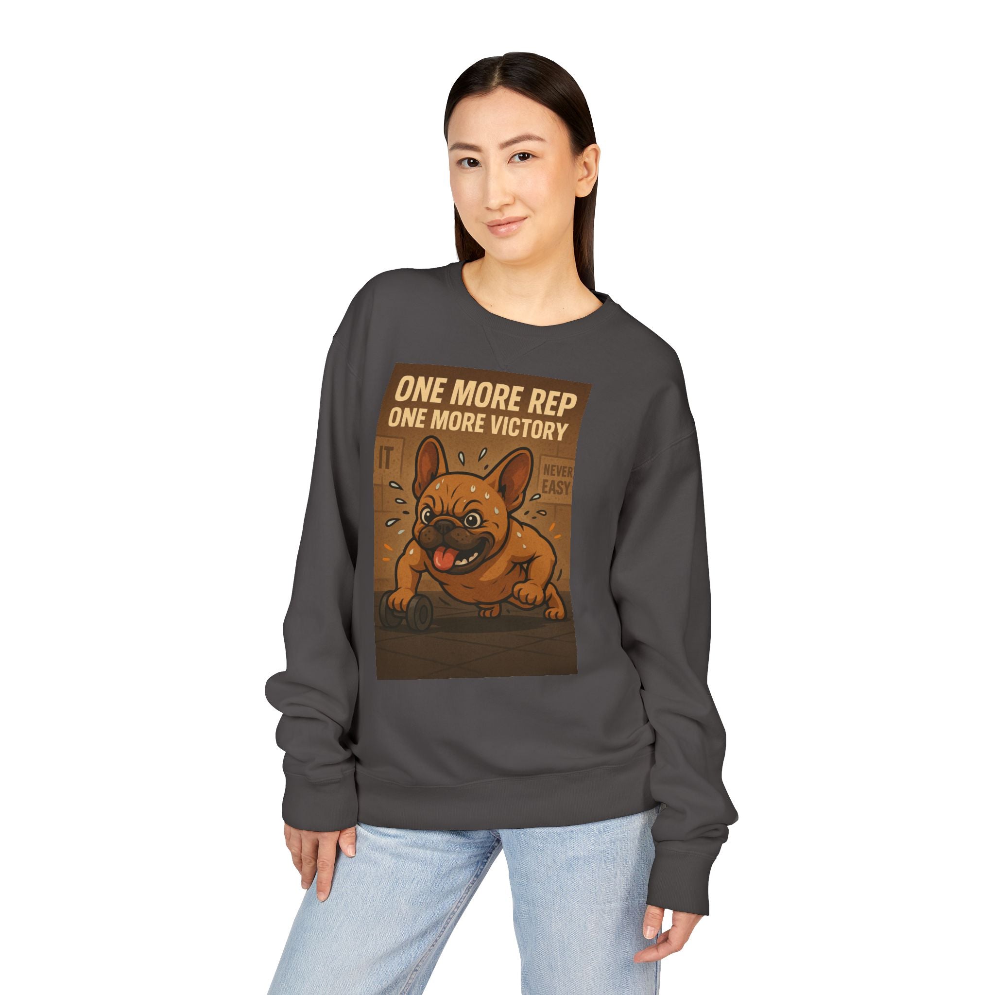French Bulldog Gym Motivation Sweatshirt, Workout Apparel, Pet Lover Gift, Dog Owner Hoodie, Fitness Sweater, Cute Frenchie Jumper