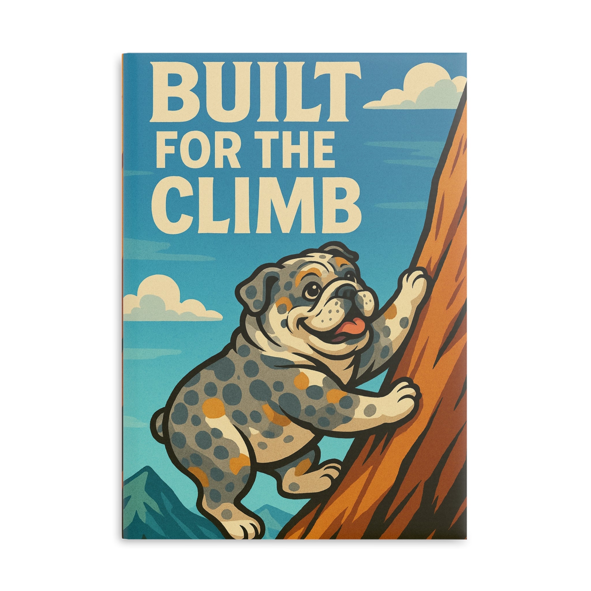Bulldog Climbing Hardcover Notebook | Cute Dog Journal, Gift for Dog Lovers, Hiking Journal, Unique Stationery, Office Supplies