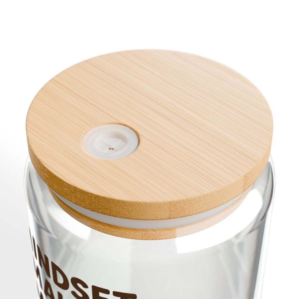 Mindset Makes Moves Sipper Glass – 16oz Motivational Bulldog Tumbler with Straw