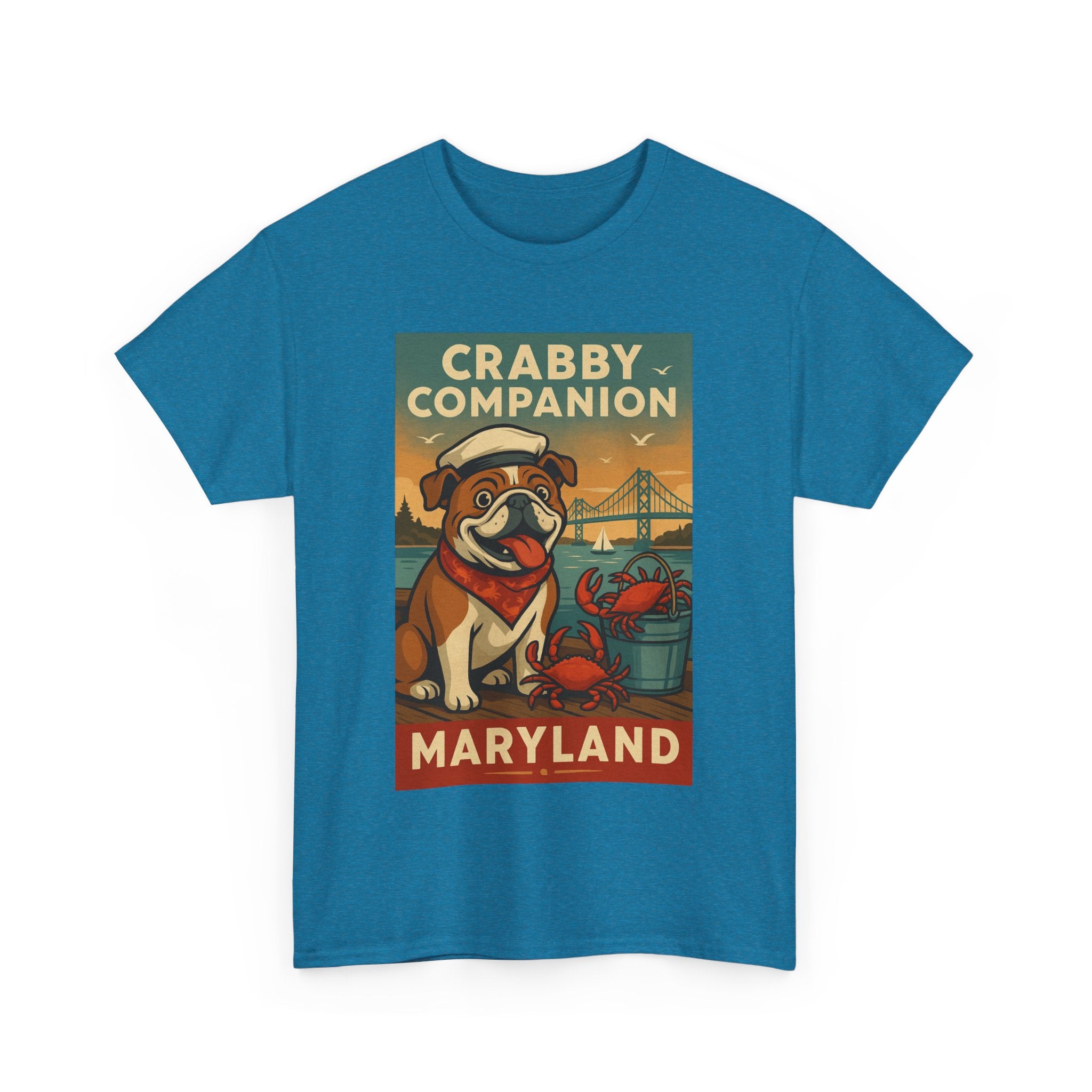 Crabby Maryland Companion Unisex Heavy Cotton Tee Fun Coastal Pet Design