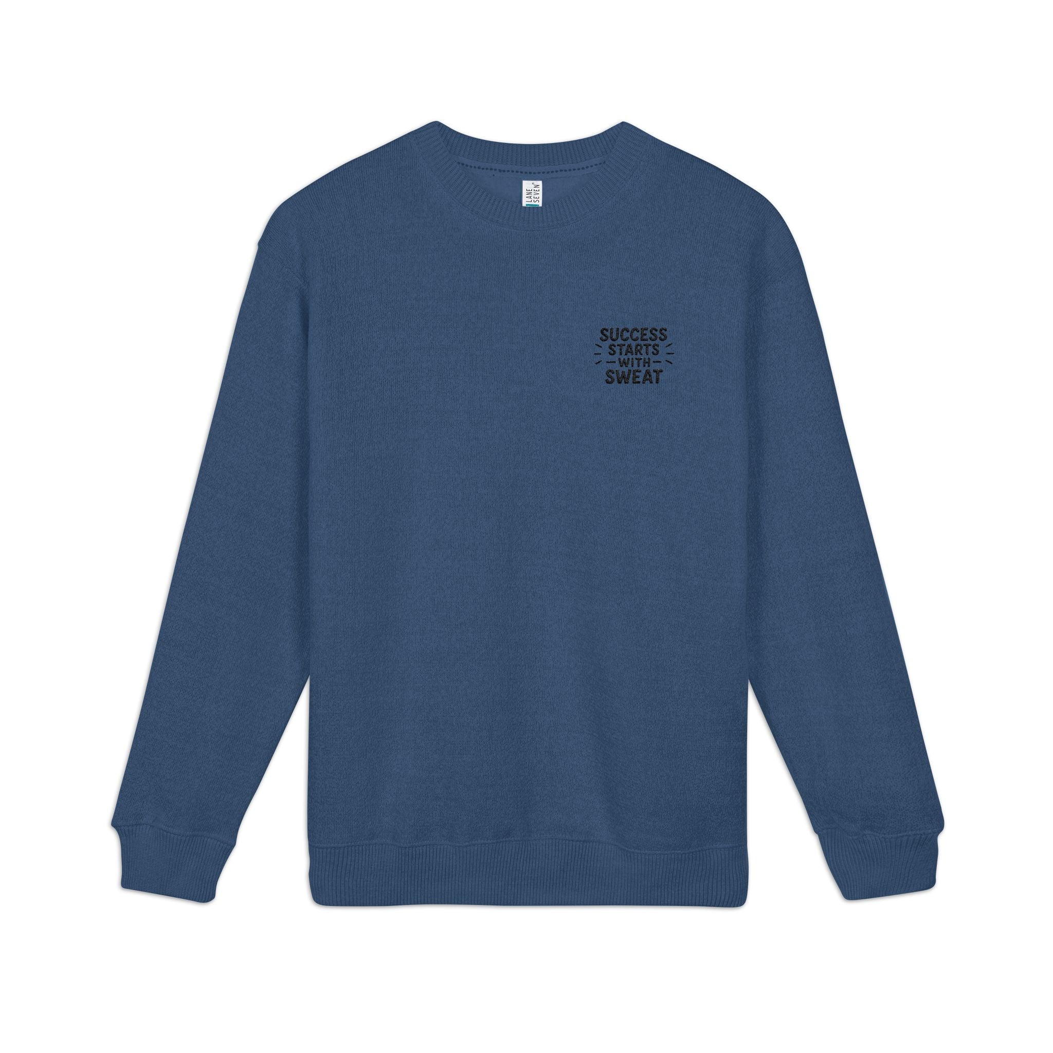 Nantucket Embroidered Crewneck Sweatshirt "Success Stars With Sweat" Coastal Cozy Chest Logo