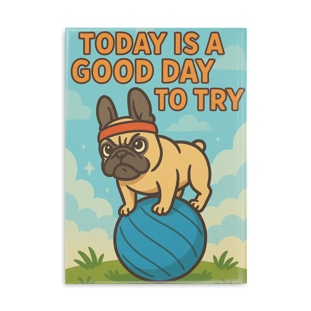 Puffy Cover Notebook - "Today is a Good Day to Try" Journal, Cute Dog Journal, Gift for Pet Lovers, Motivational Notebook, Unique Stationery