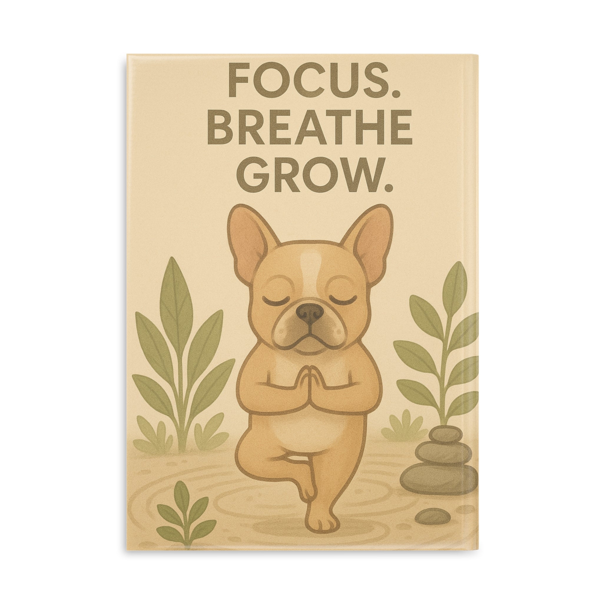 Mindfulness Hardcover Notebook, Focus Breathe Grow Journal, Cute Dog Design, Stress Relief Gift, Inspirational Stationery,Gratitude Journal