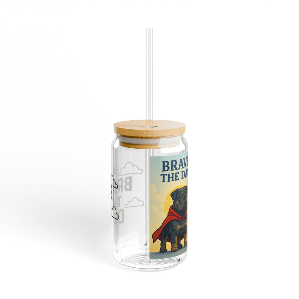 Brave Day Sipper Glass 16oz, Motivational Drinkware, Inspirational Mason Jar, Cute Cup for Gifts, Home Decor