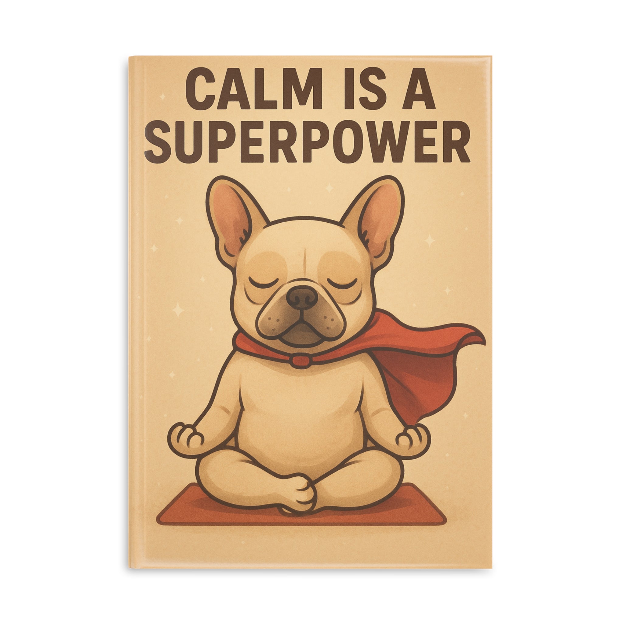 Calm Superpower Hardcover Notebook, Inspirational Journal, Gift for Dog Lovers, Meditation Diary, Cute Puppy Design