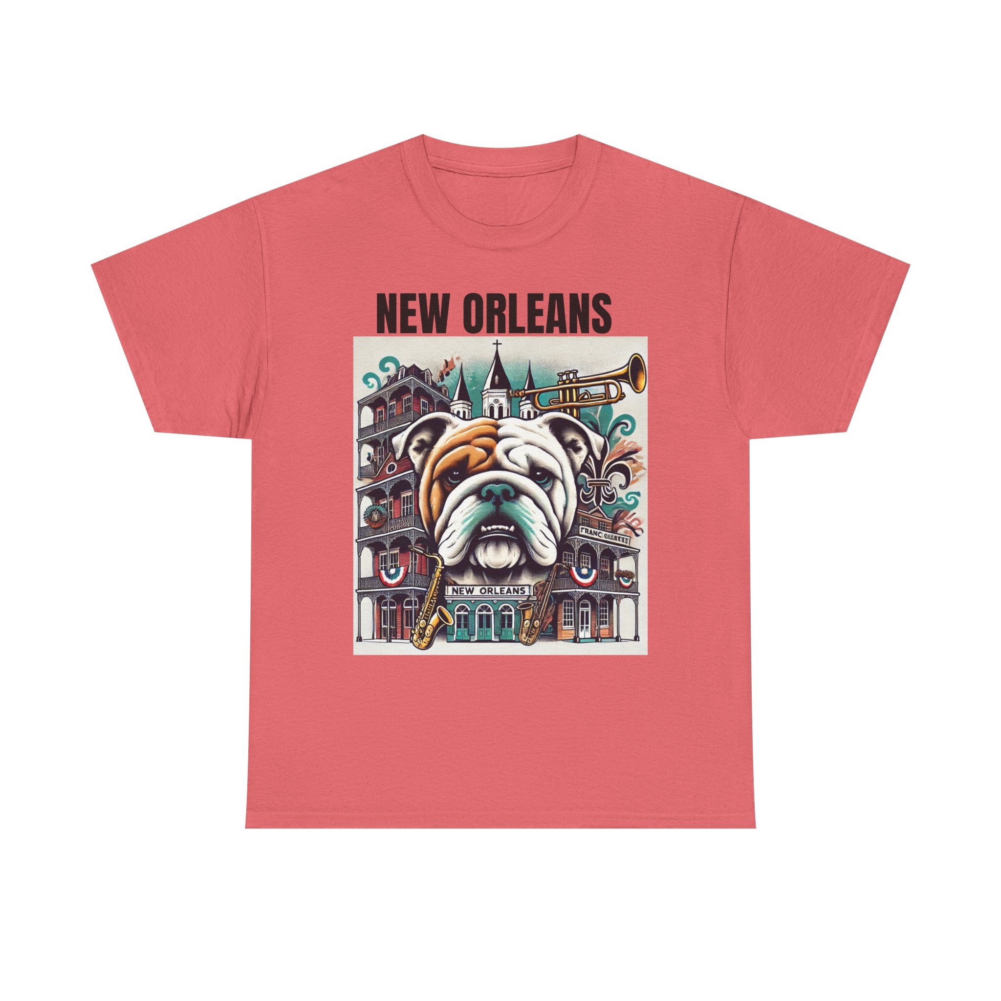Vintage New Orleans Bulldog Art Unisex Heavy Cotton Tee