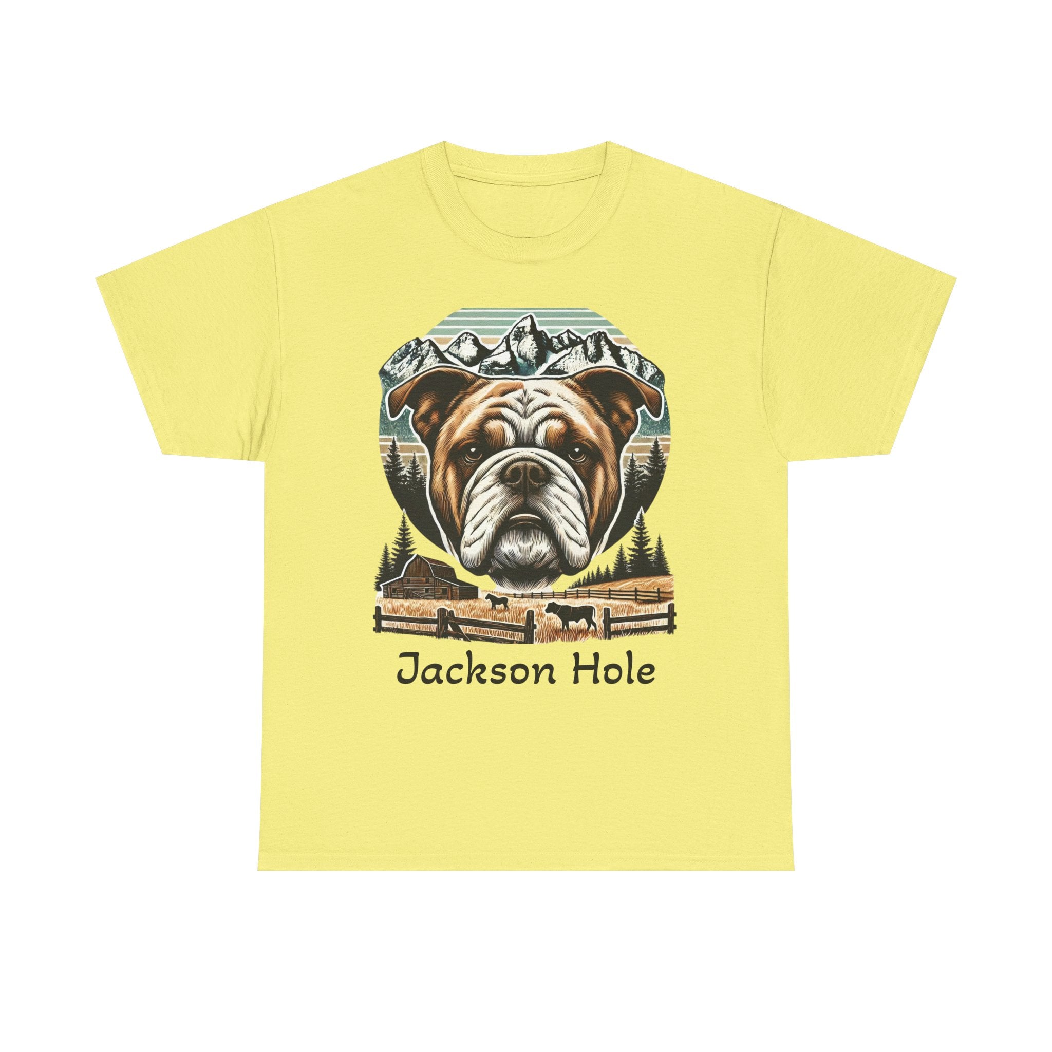 Jackson Hole Bulldog Unisex Tee Cozy Outdoor Vibes, Nature Lover Gift, Casual Wear, Vintage Style, Great for Adventures
