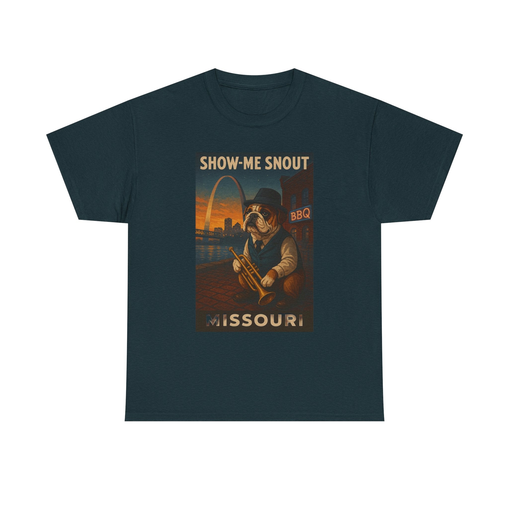Show-Me Snout Missouri Unisex Heavy Cotton Tee -BBQ Lovers and Music Enthusiasts