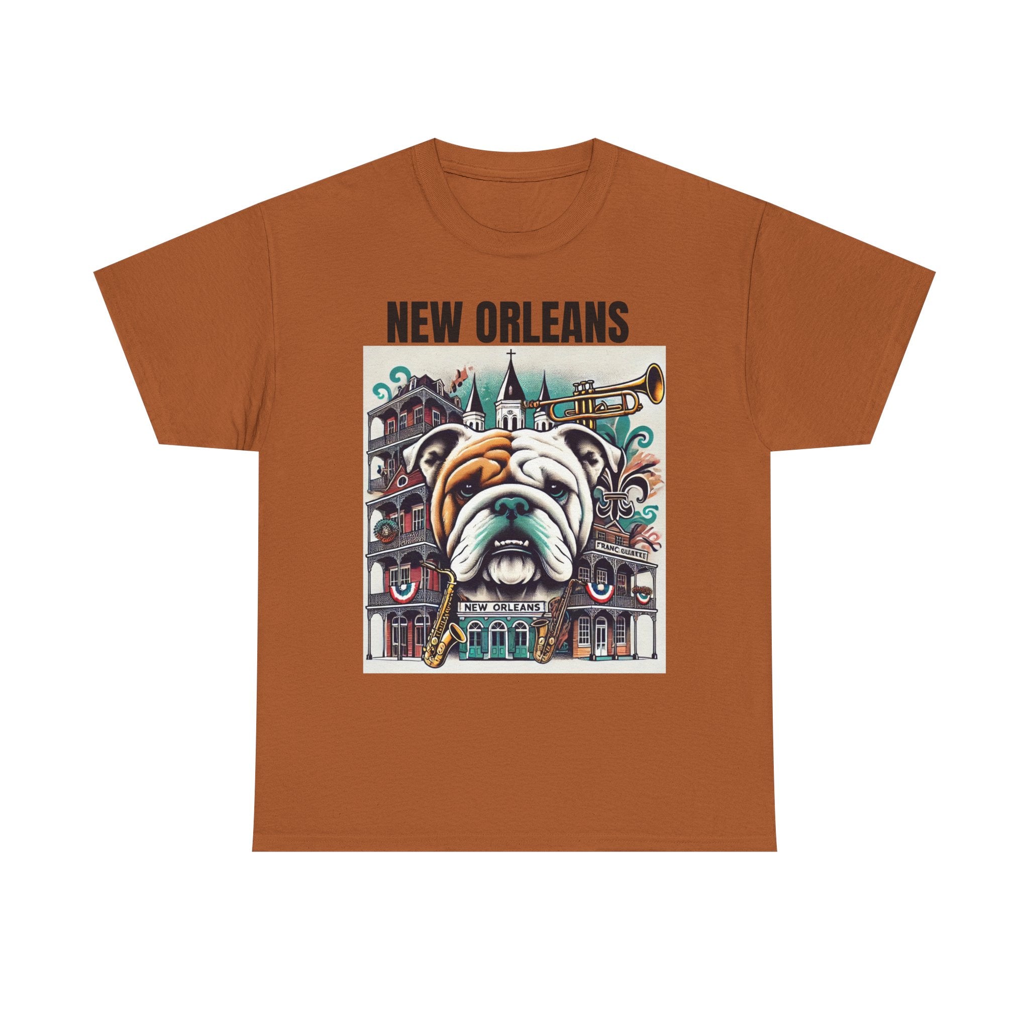 Vintage New Orleans Bulldog Art Unisex Heavy Cotton Tee