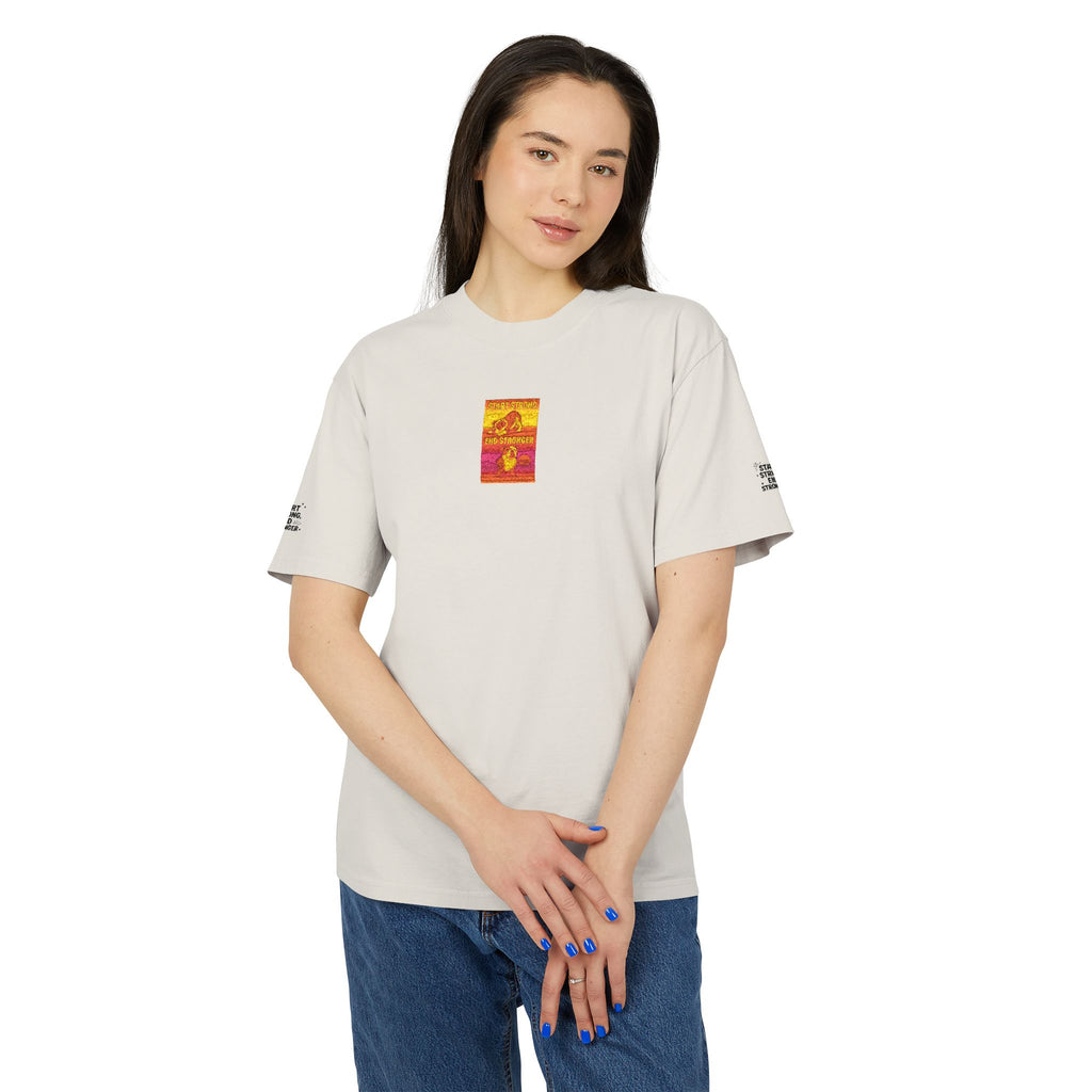 Graphic "Start Strong Finish Stronger" Tee Retro Sunset Surf Poster Design