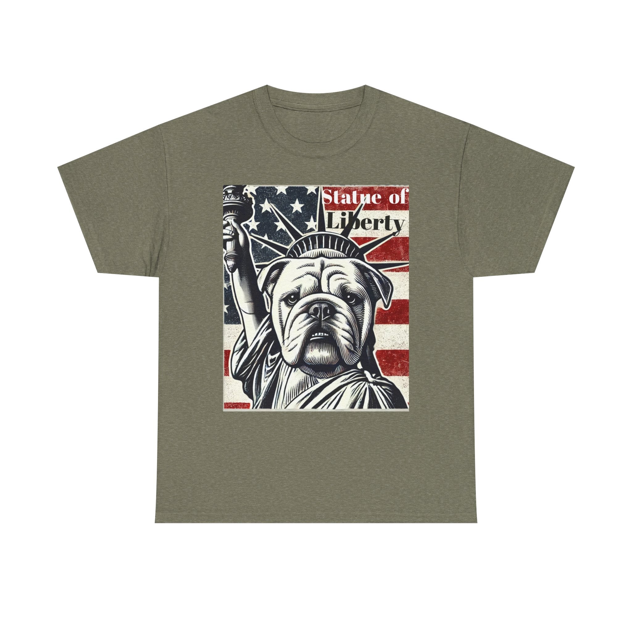 Patriotic Bulldog Tee - Statue of Liberty Design