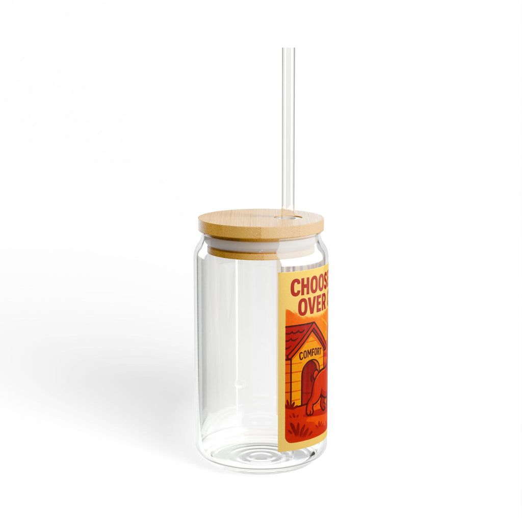 Choose Growth Over Comfort Sipper Glass 16oz Motivational Drink Jar