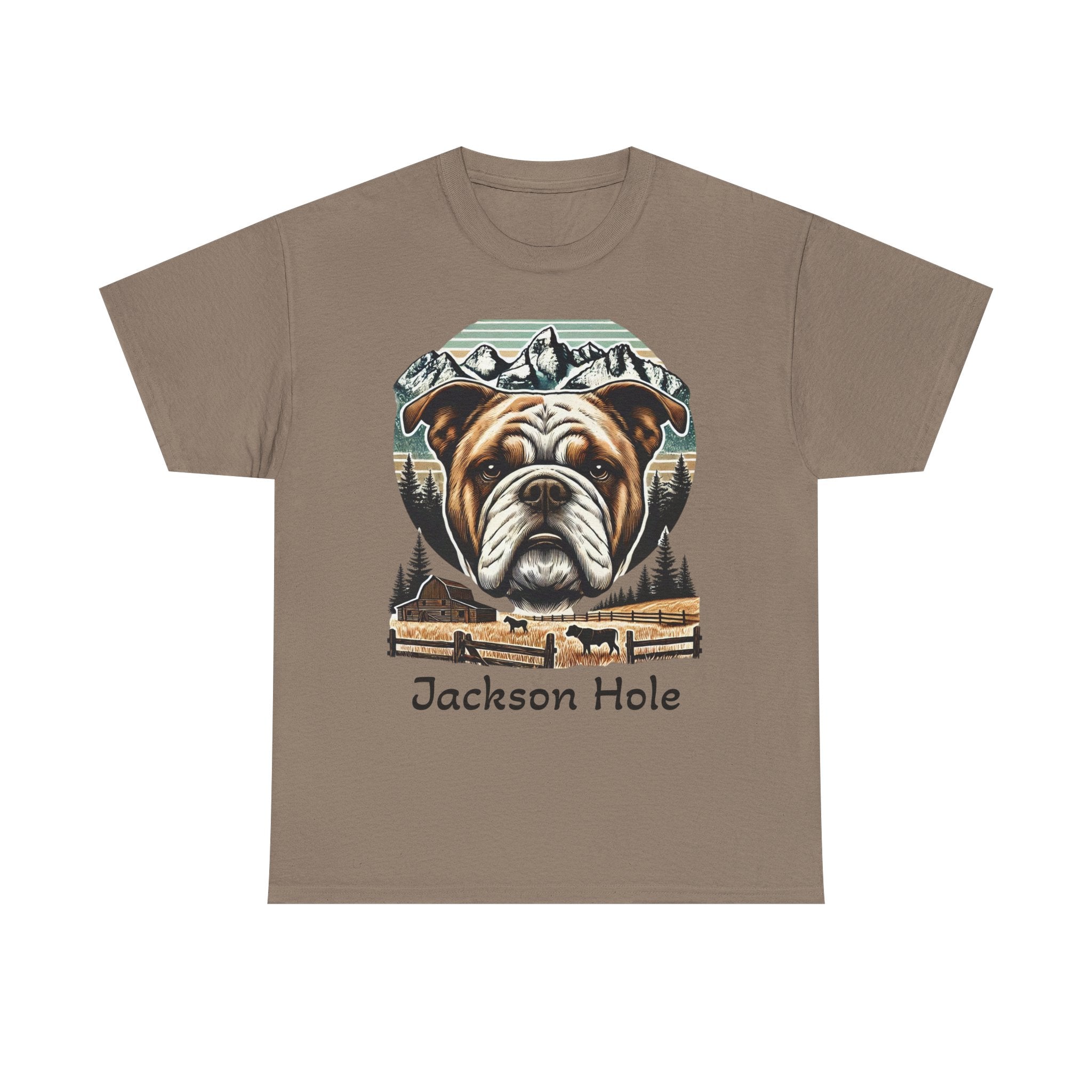 Jackson Hole Bulldog Unisex Tee Cozy Outdoor Vibes, Nature Lover Gift, Casual Wear, Vintage Style, Great for Adventures