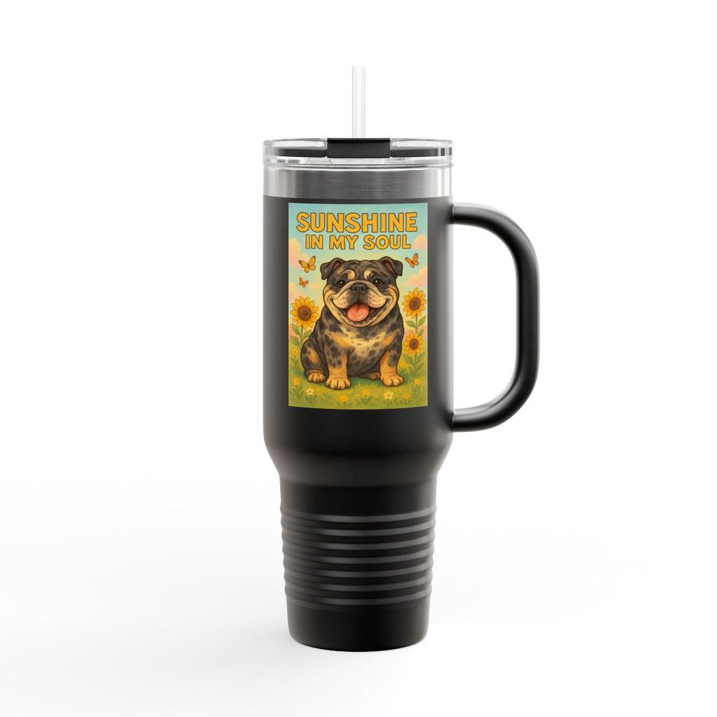 Sunshine in My Soul Travel Mug, Insulated Mug for Coffee Lovers, Funny Dog Travel Coffee Cup, Perfect Gift for Bulldog Lovers