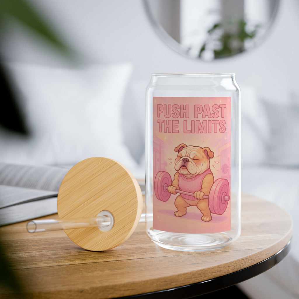 Motivational 'push past the limit' 16oz Sipper Glass