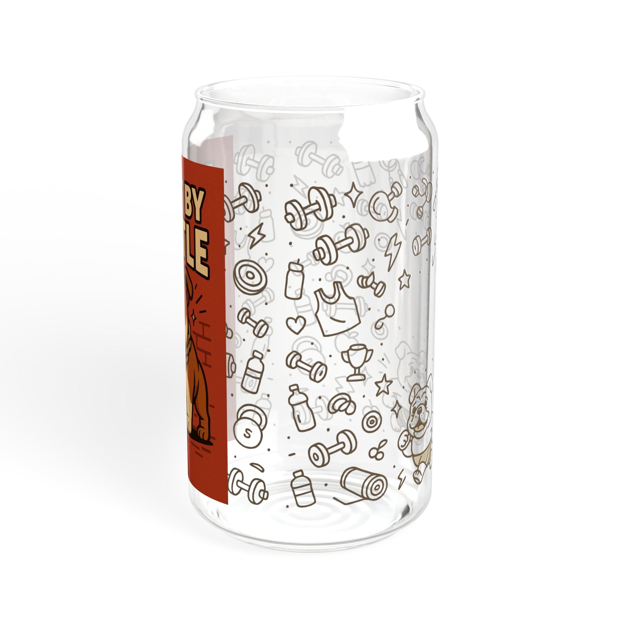 English Bulldog Sipper Glass, 16oz - Fun and Functional Drinkware for Bulldog Lovers, Great gift for pet owners, Hustle Bulldog Design, Dog