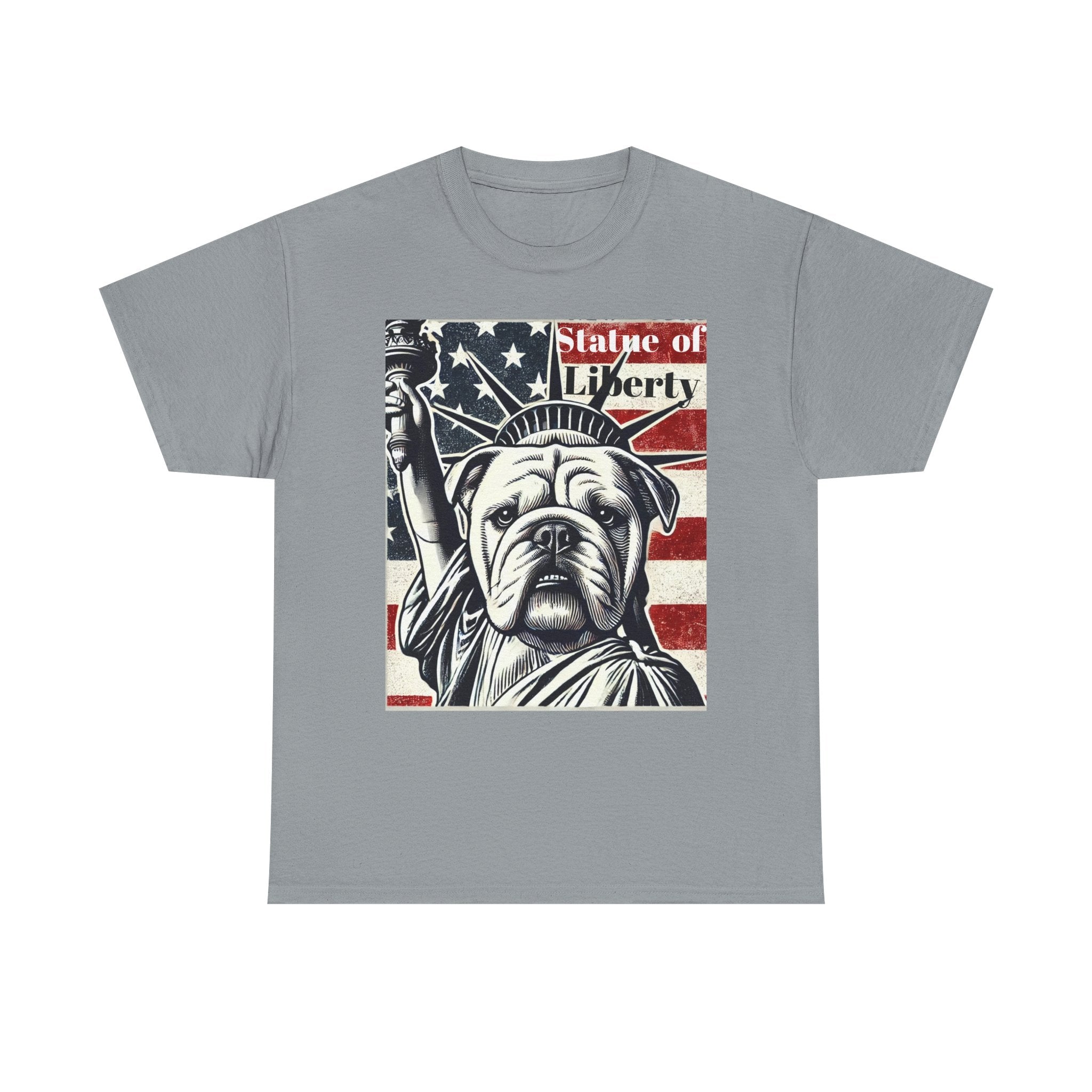 Patriotic Bulldog Tee - Statue of Liberty Design
