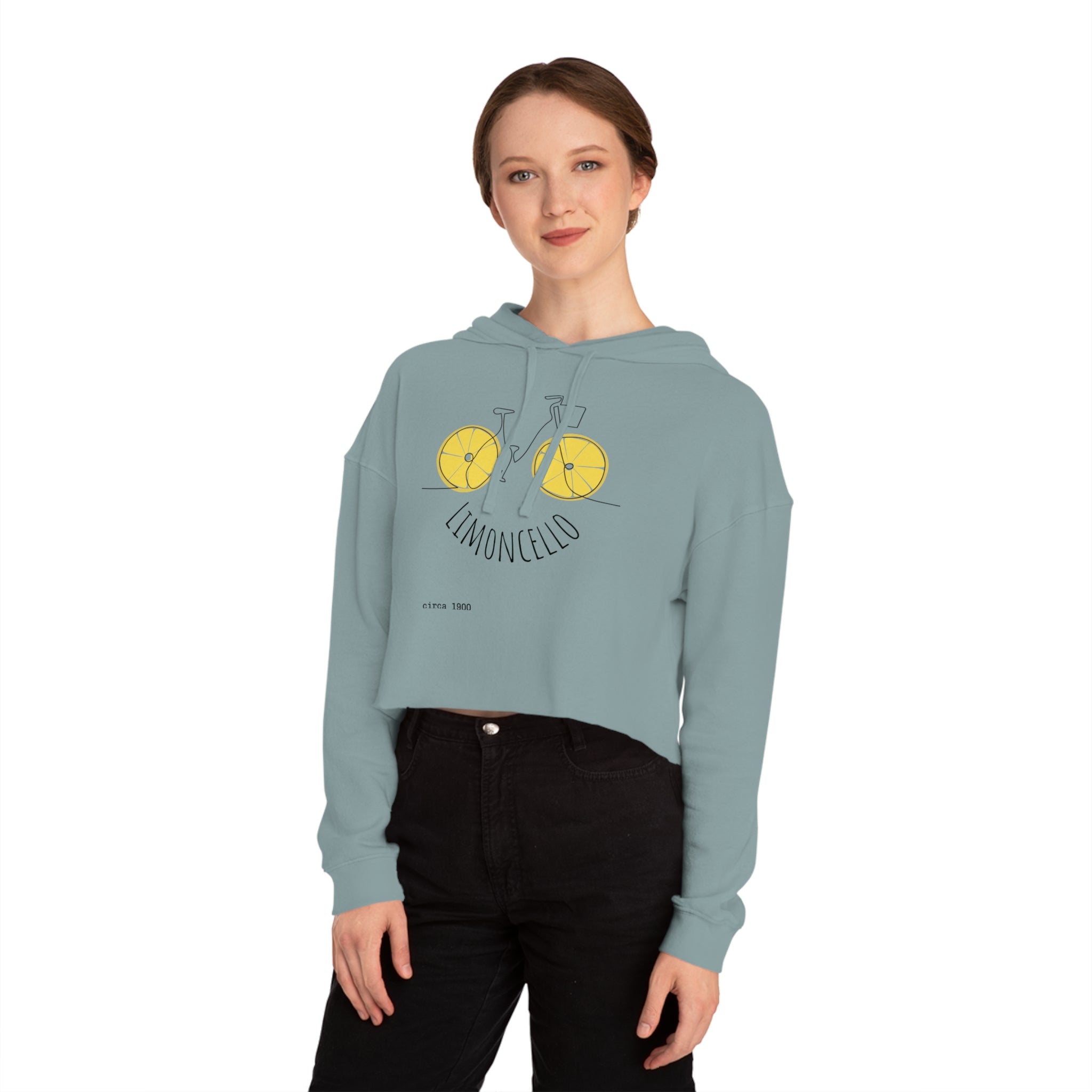Limoncello Bicycle Lemon Wheels Crop Hoodie