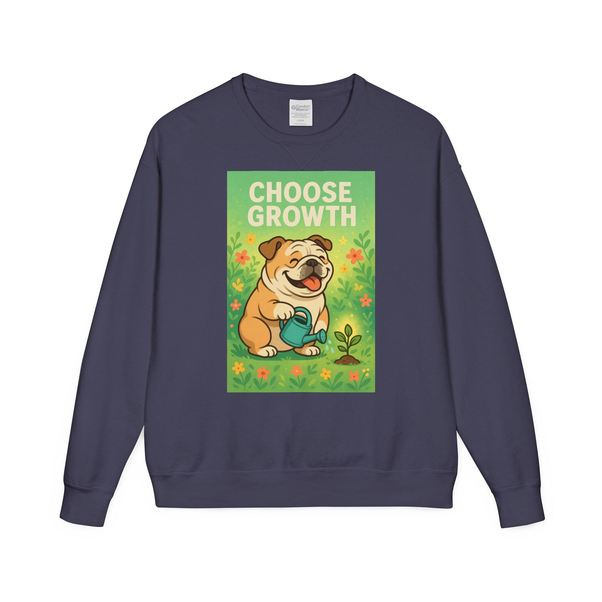Choose Growth English Bulldog Sweatshirt, Cute Dog Sweater, Positive Vibe Apparel, Gift for Dog Lovers, Cozy Crewneck