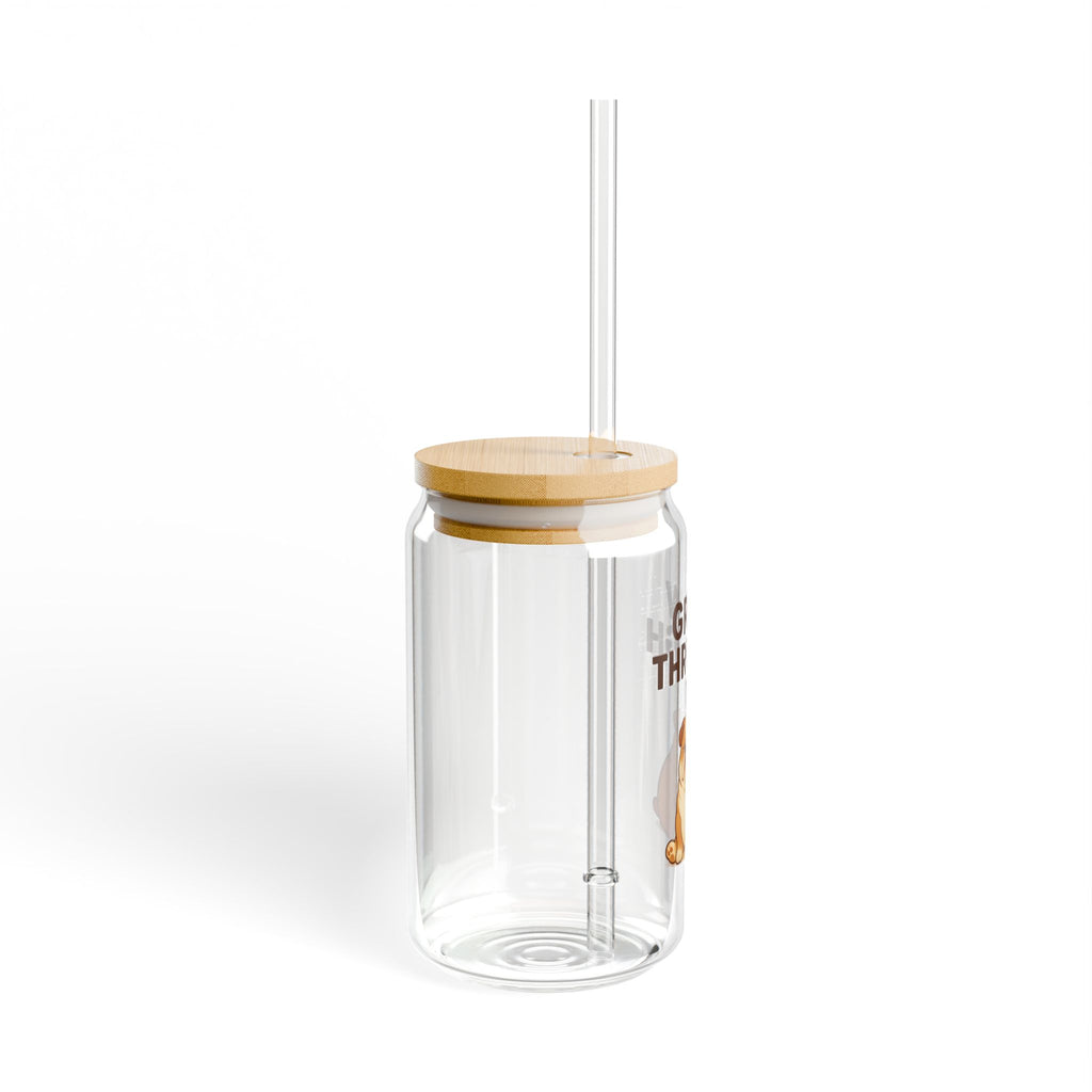 Grow Through It Bulldog 16oz Sipper Glass with Straw — Cute Motivational Drink Tumbler