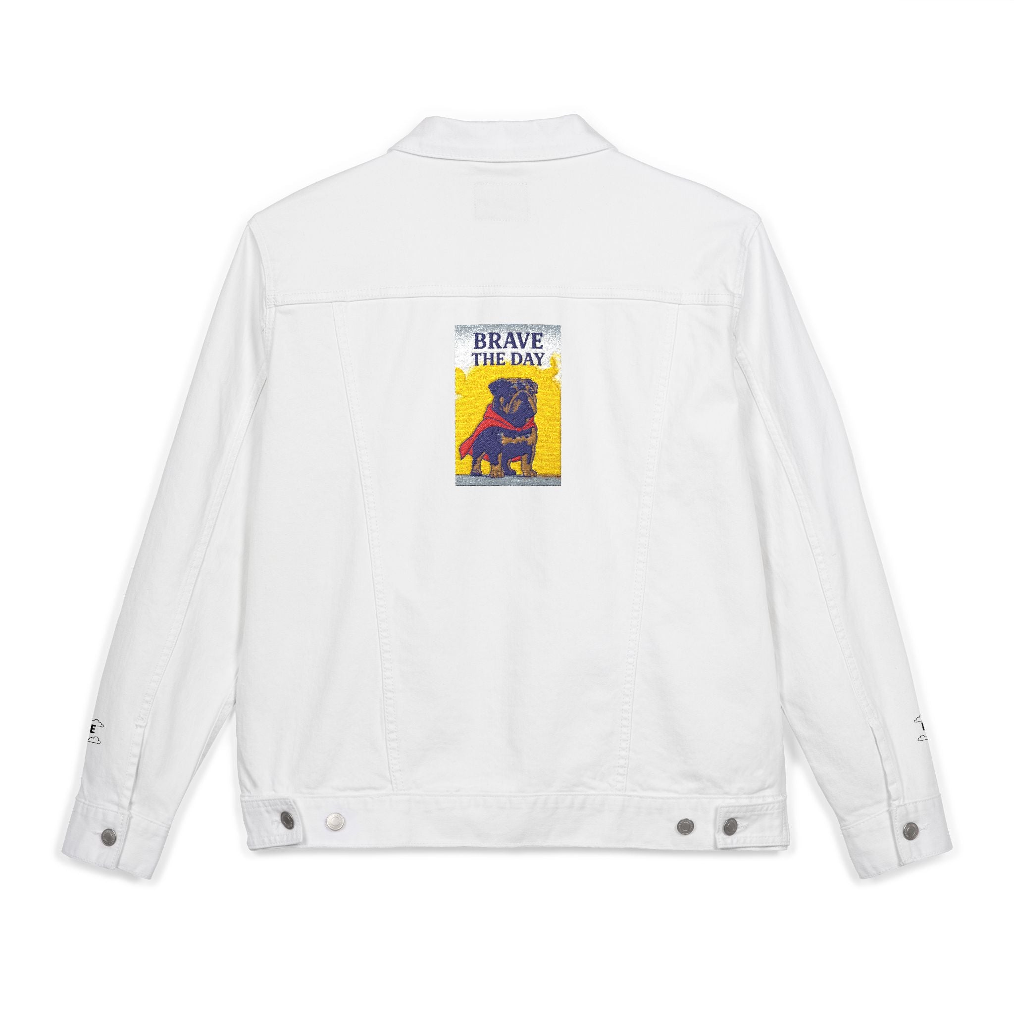 Embroidered Brave The Day Unisex Denim Jacket - Brave & Free Design, Stylish Outerwear, Spring Fashion, Gift for Him/Her, Casual Wear, Jacket with Meaning