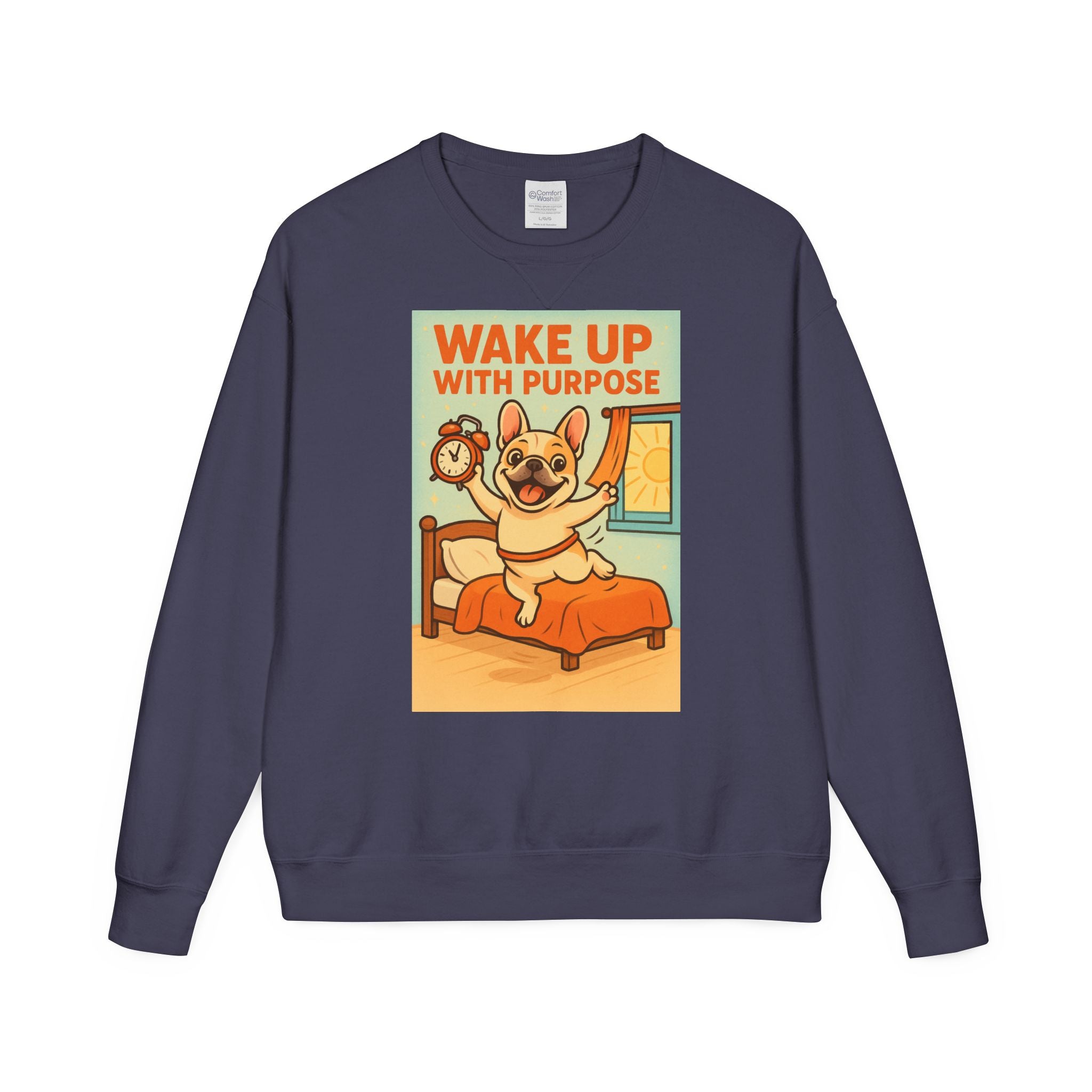 French Bulldog 'Wake Up With Purpose' Sweatshirt | Cozy Crewneck | Pet Lover Gift | Cute Gift for Dog Lovers | Everyday Comfort
