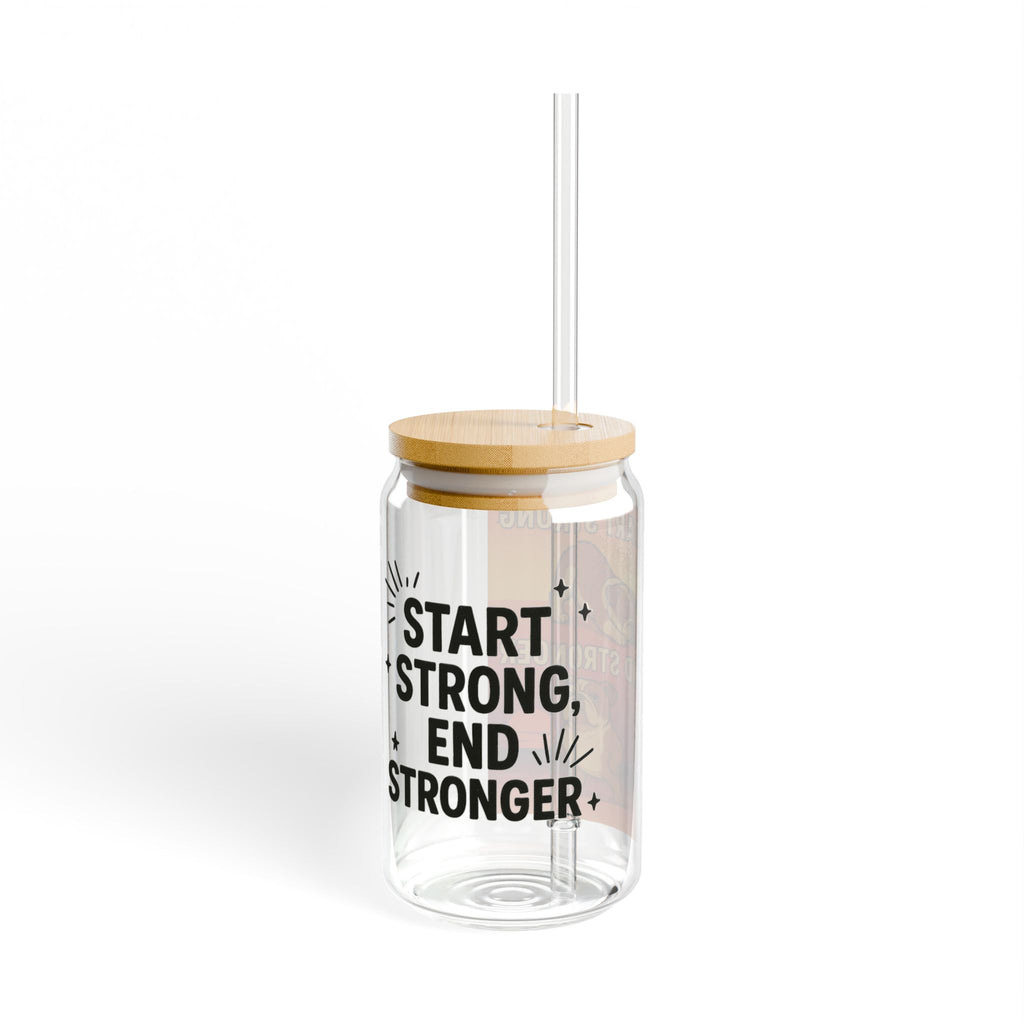 Motivational Sipper Glass, Workout Hydration Jar, Fitness Gift, Gym Accessory, Inspirational Drinkware, Unique Home Decor