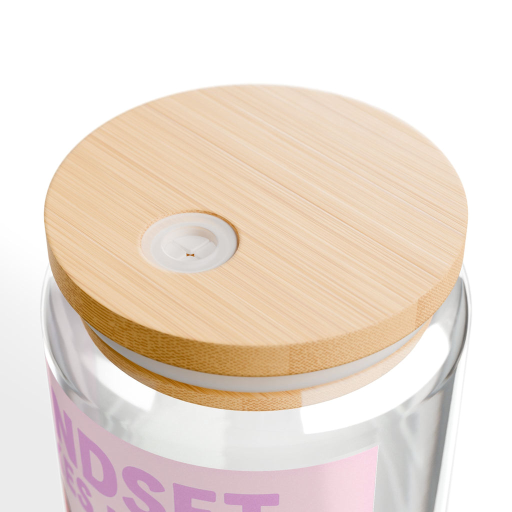 Mindset Makes Moves Sipper Glass 16oz Motivational Cute Dog Drink Jar
