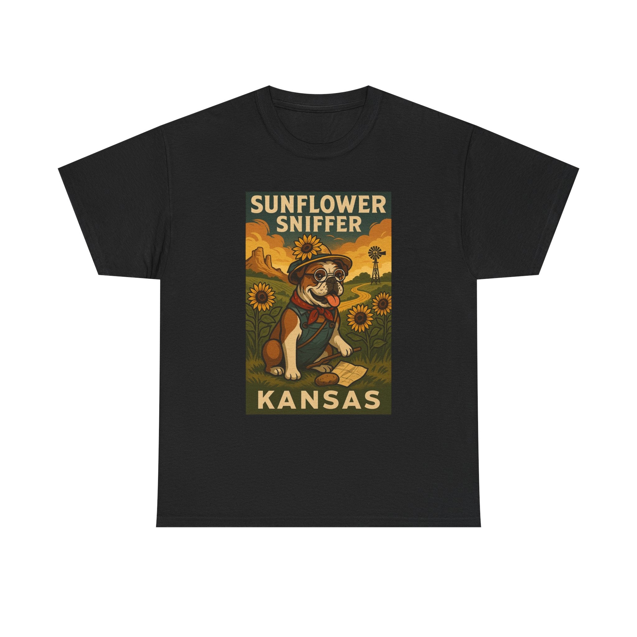 Kansas Sunflower Sniffer Unisex Heavy Cotton Tee Dog Lovers Apparel