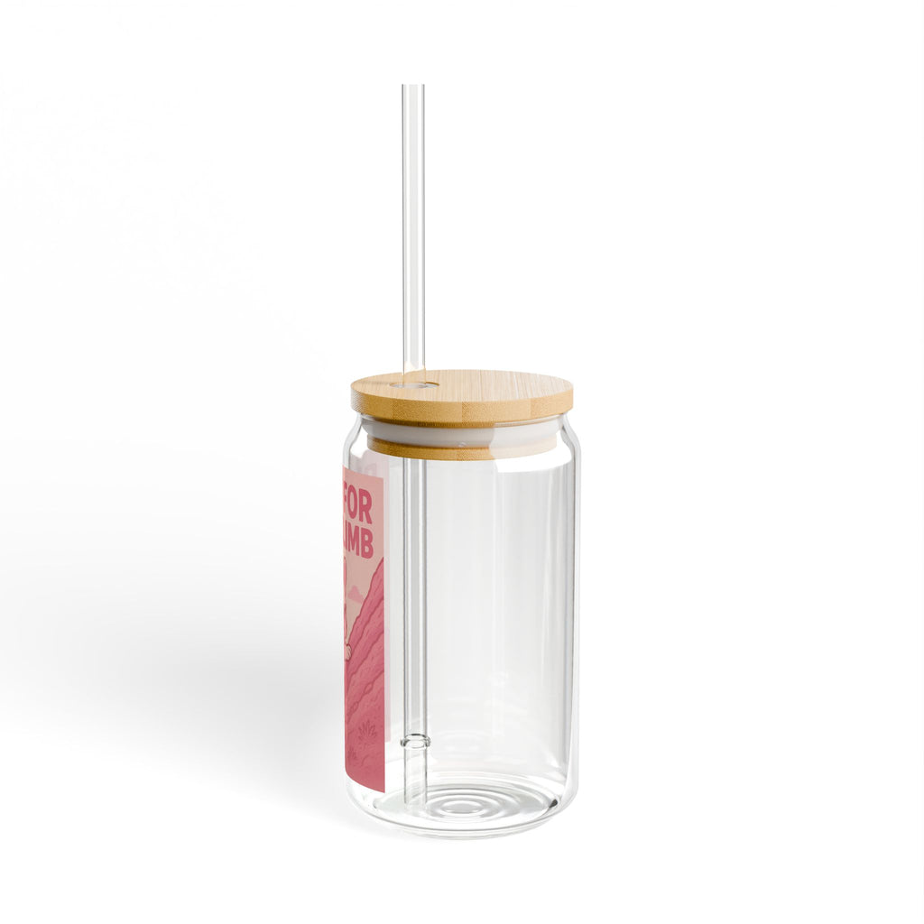 Built For The Climb 16oz Sipper Glass Cute Climbing French Bulldog Design