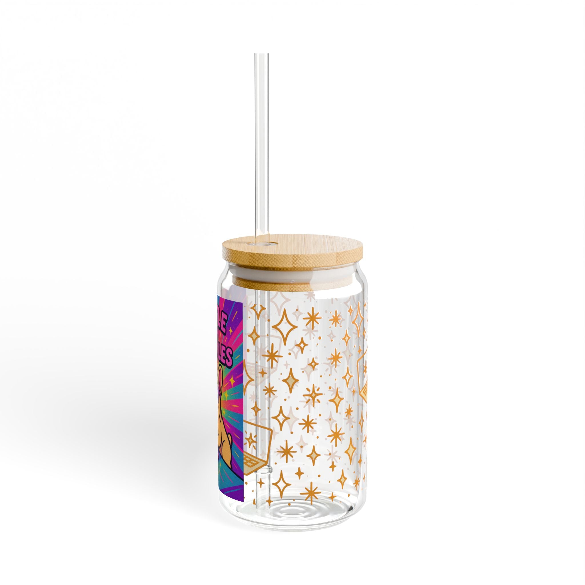 Colorful Sipper Glass,Hustle with Sparkles,Fun Drinkware for Parties, Gifts, Celebrations, Everyday Use, Eco-Friendly