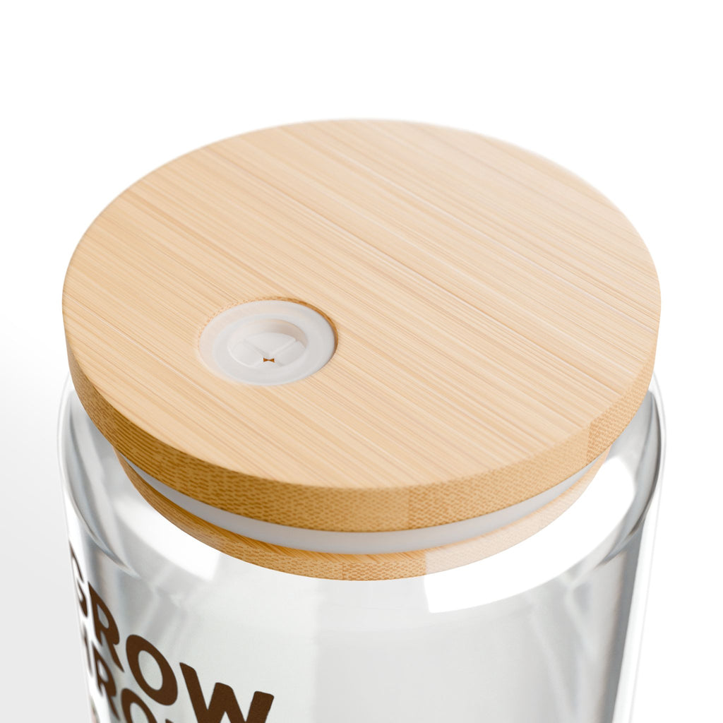 16oz Sipper Glass — "Grow Through It" Floral Design Canister with Straw