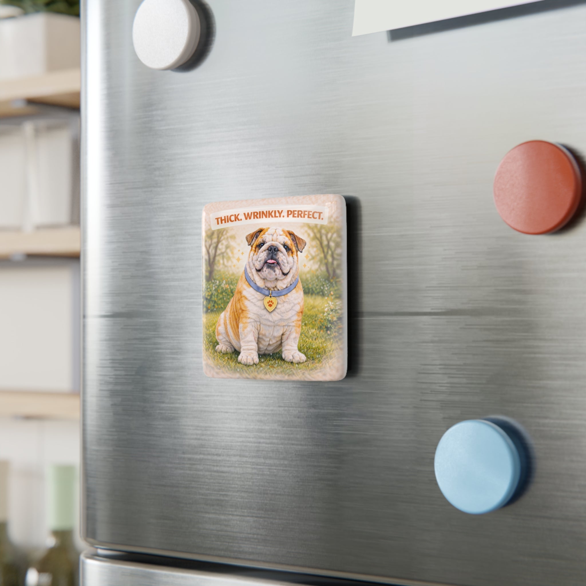Thick Wrinkly Perfect Bulldog magnet | Porcelain Square Magnet