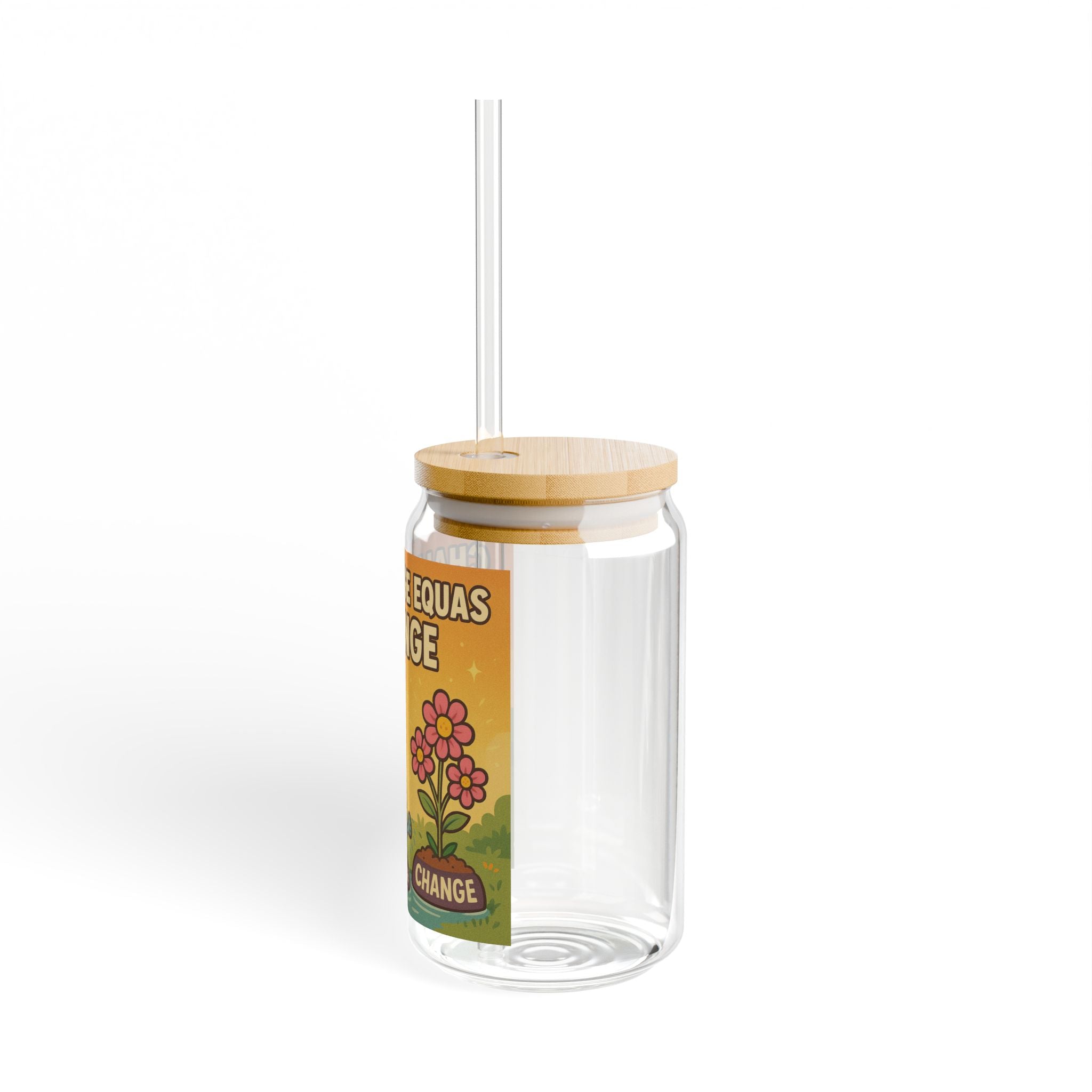 Challenge Equals Change 16oz Sipper Glass Cute Dog Inspirational Tumbler